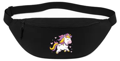 Produktbild von Huuraa Bauchtasche Einhorn Comic 2,5 Liter Black Polyester Crossbody Bag Geschenkidee