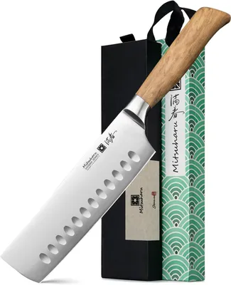 Obrázok produktu pre Kuchynský nôž Nakiri na zeleninu s drevenou rukoväťou, 18 cm, hnedý