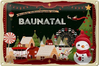Produktbild von Blechschild Weihnachten Grüße BAUNATAL 30x20cm