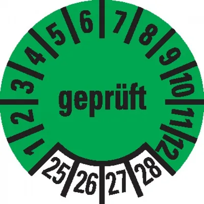 Produktbild von Dreifke® Aufkleber I Prüfplakette  25-28, grün, Dokumentenfolie, Ø 10m...