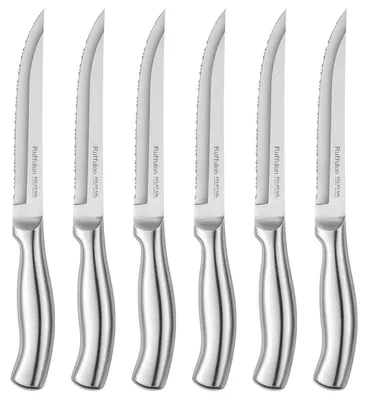 Produktbild von Steakmesser Set 6-tlg. Edelstahl Silber 23cm Wellenschliff Spülmaschinenfest