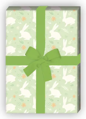 Produktbild von Häschen Geschenkpapier mit Herz für Geburtstage, Geburt, Ostern, grün - G11869, 32 x 48cm
