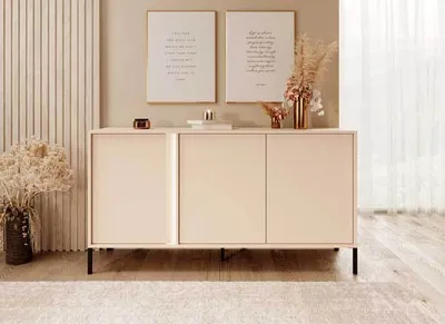 Produktbild von Kommode Sideboard Dast 153x39,5x81cm beige 3-türig mit LED-Beleuchtung