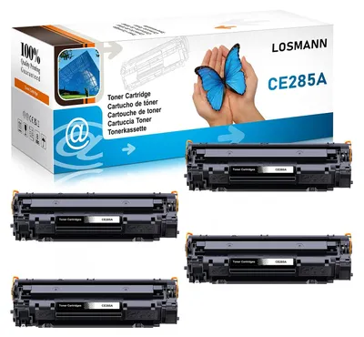 Obrázok produktu pre LOSMANN 4 čierne tonery kompatibilné s HP 85A CE285A pre tlačiarne Laserjet Pro P1005, P1006, P1102W, P1102, M1132MFP, M1217NFW, M1212NF, M1213NF, M1132, P1100, M1136, M1210, M1212, M1130, M1134