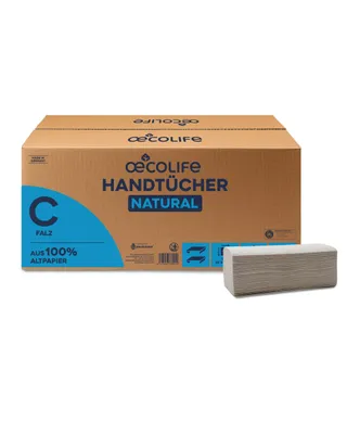 Produktbild von Handtücher Natural C-Falz, 3120 Blatt, 25x33cm, 1-lagig, Recyclingpapier