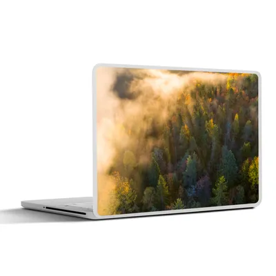 Produktbild von MuchoWow® Laptop Aufkleber Sticker Cover Wald - Nebel - Sonnenuntergang 40x30 cm - Laptop Dekoration - Selbstklebend