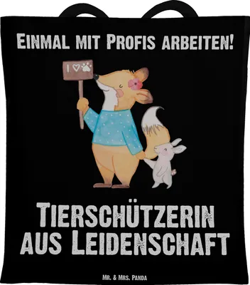 Produktbild von Mr. & Mrs. Panda Einkaufstasche Tierschützerin Leidenschaft - Schwarz - Geschenk, Uni Tasche, Tote Bag, Jutetasche, Jutebeutel, totebag