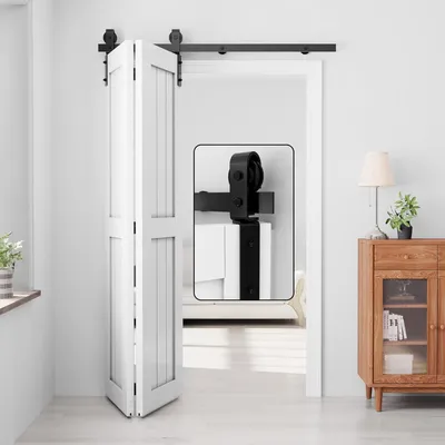 Produktbild von Türbeschlag-Set – Schiebetürschiene – Für Innentüren – Stilvoll und leichtgängig – 152 cm – Schwarz