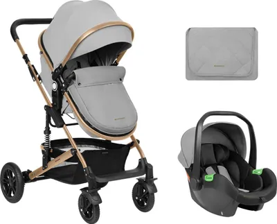Produktbild von Kikkaboo Kombikinderwagen Amaia 3in1 i-Size Babyschale umbaubar Federung Tasche grau