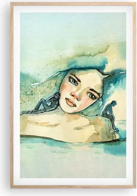 Produktbild von Gerahmtes Poster - Rahmen in heller Eiche - Aquarell Frau Emotionen - 61x91,5 cm - Wand Bild - Wanddeko - Wandbilder - Kunstposter - Wandposter - Bilderrahmen - Bilder - Kunstdruck - P2NPA61x91-4858