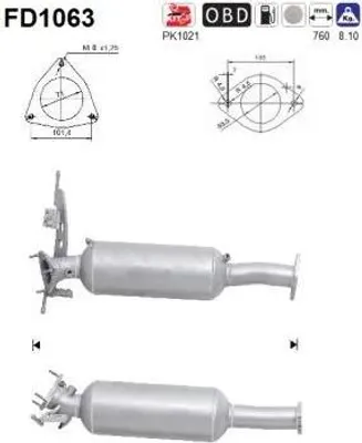 Produktbild von AS FD1063 Dieselpartikelfilter Rußpartikelfilter DPF für VOLVO XC60 (156) Euro 5 Abgasanlage Diesel