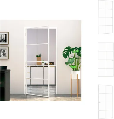 Produktbild von vidaXL Drzwi wewnętrzne białe 93x201,5 cm szkło hartowane i aluminium slim - Drzwi wejściowe