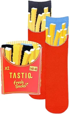 Produktbild von Socken Tastic Uni Socken 2er-Pack Pommes Geschenkbox Rot - 40-46