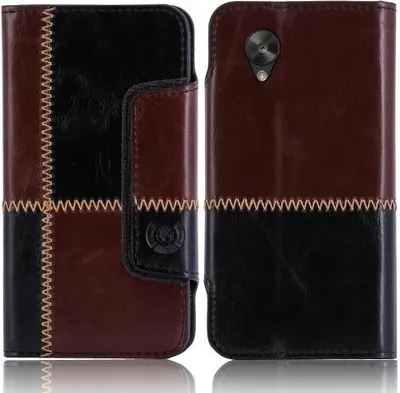 Produktbild von LG Nexus 5 numia Bookstyle Nahtmuster Schwarz-Braun