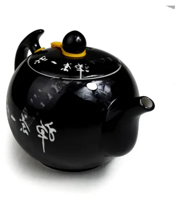 Produktbild von Xishi Porzellan-Teekanne, 284 ml, kleine Teekanne, chinesisches Gongfu-Teeset, Keramikkessel, Schwarz