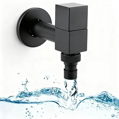Image de Robinet carré noir pour salle de bain et jardin