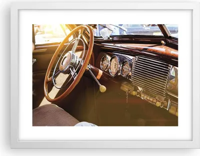 Produktbild von Gerahmtes Poster - Weißer Rahmen - Auto Retro Vintage - 40x30 cm - Wand Bild - Wanddeko - Wandbilder - Kunstposter - Wandposter - Bilderrahmen - Bilder - Kunstdruck - Wanddekoration - P2WAA40x30-4939