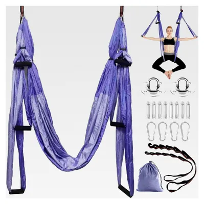 Produktbild von Aerial Yoga Hängematte Set, Aerial Yogatuch Yoga Schaukel Swing, Anti-Schwerkraft Pilates, Yogatuch zum Aufhängen mit Montagezubehör und Tragetasche, bis 200 kg belastbar