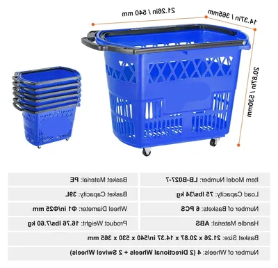 Obrázek produktu pro Nákupní košík - Nákupní vozík - Nákupní vozík na kolečkách - Nákupní vozík - Na kolečkách