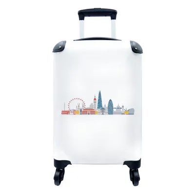 Produktbild von MuchoWow® Koffer Handgepäck Trolley Rollkoffer Kleine Reisekoffer mit 4 Rollen - London - Skyline - England - Cabin Size < 55x40x23 cm & 55x40x20 cm - Fotokoffer - Kabinenkoffer - Boardgepäck - Reise-Box - Reisekoffer - Reisegepäck - Koffer mit Bild - Trolley für Kinder