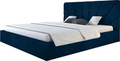 Produktbild von DENVER SLIM Polsterbett 140x200cm, Doppelbett mit Stauraum und Lattenrost aus Metall, Stauraumbett, Velourestoff, Blau