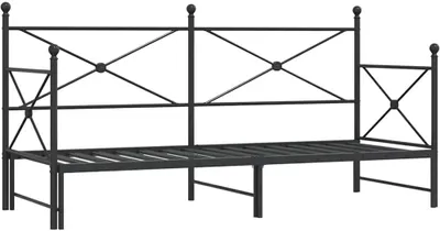 Image de Lit de jour avec gigogne sans matelas noir 90x200 cm acier
