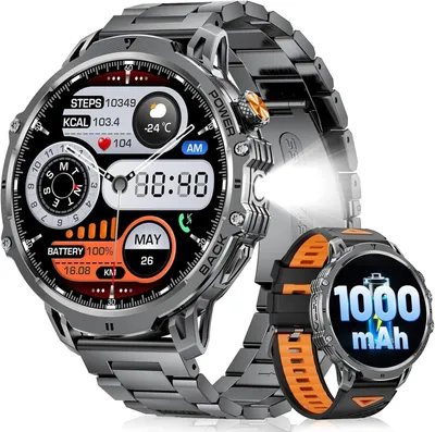 Produktbild von LIGE Smartwatch Herren mit 1.85" HD Display, 100+ Sportmodi, 1000 mAh Akku, IP68 Wasserdicht, Herzfrequenz & Schlafmonitor, 2 Armbänder