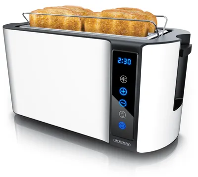 Produktbild von Arendo - Edelstahl Toaster Langschlitz 4 Scheiben- Touchscreen – Doppelwandgehäuse – Integrierter Brötchenaufsatz – 7 Bräunungsgrade – Brotzentrierung – Restzeitanzeige – Memoryfunktion - Weiß Matt –