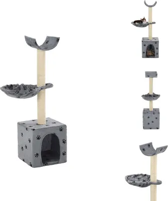 Produktbild von vidaXL Katzen-Kratzbaum mit Sisal-Säulen 105 cm Pfoten-Aufdruck Grau -  Kratzbäume
