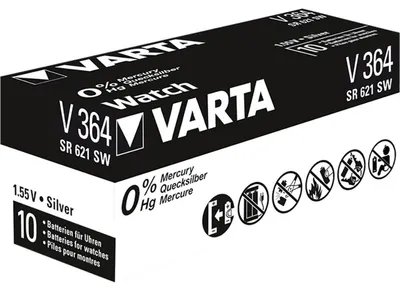 Produktbild von VARTA Silberoxid-Knopfzelle 364, Batterie, (10 Stück)