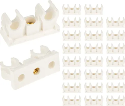 Produktbild von tecuro Doppel - Rohrclip Set 8 mm - 25 Stück - Kunststoff weiß, mit Messing - Gewindebuchse M6