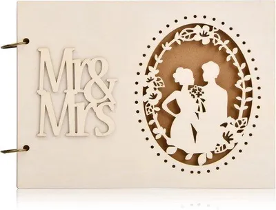 Produktbild von Holzalbum für Hochzeit für Brautpaar - Wünsche & Fotos-Album