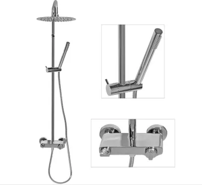 Produktbild von Duschsystem LUVA Selection mit Thermostat Regendusche Edelstahl Regenkopf Runde Duschsäule Duschgarnitur Duscharmatur inkl. 3 Strahlarten Handbrause höhenverstellbar Duschstange