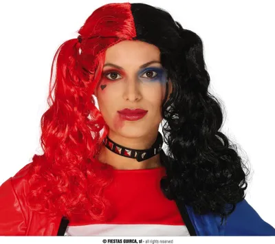 Obrázek produktu pro Scary paruka s culíky Halloween 2026 černá a červená