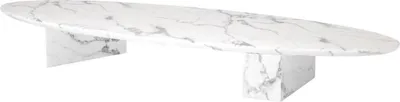 Produktbild von Casa Padrino Luxus Kunstmarmor Couchtisch Weiß 240 x 80 x H. 28,5 cm - Ovaler Wohnzimmertisch - Wohnzimmer Möbel - Luxus Qualität