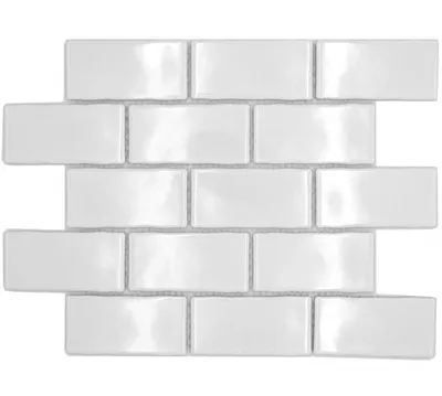 Produktbild von Keramikmosaik weiß glänzend Mauerverbandoptik Mosaikfliese Küchenwand Fliesenspiegel Bad Duschwand MOS26-238_f