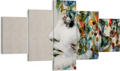 Produktbild von Bild auf Leinwand - Leinwandbild - Gesicht Frau - 125x70cm - Wand Bild - Wanddeko - Wandbilder - Leinwanddruck - Bilder - Kunstdruck - Wanddekoration - Leinwand bilder - Wandkunst - EA125x70-3533