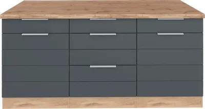 Produktbild von Held Möbel Auszugunterschrank Florenz BxTxH 180 x 60 x 82 cm grau matt zerlegt Anschlag reversibel 467.1.6293