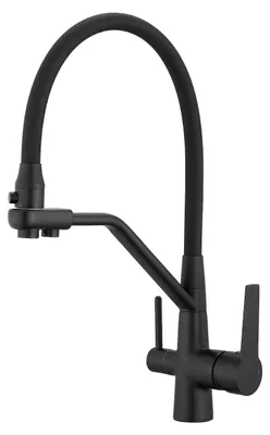 Küchenarmatur 3-in-1, flexibler Auslauf, schwarz, 2 Strahlarten