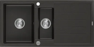 Obrázok produktu pre Mexen Andres granitový 1,5-komorový drez s odkvapkávačom 1000 x 500 mm, čierna/zlatá metalik - 6515101510-75