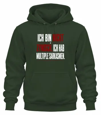 Zdjęcie produktu dla Nie jestem cyniczny. To jest bluza z kapturem, napis "Statement", w kolorze butelkowej zieleni