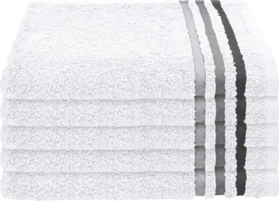 Produktbild von Schiesser Frottier Gästetuch Skyline Color im 5er Set | 100% Baumwolle aus nachhaltiger Produktion | saugstark, weich, farbecht | 30x50cm | Weiß