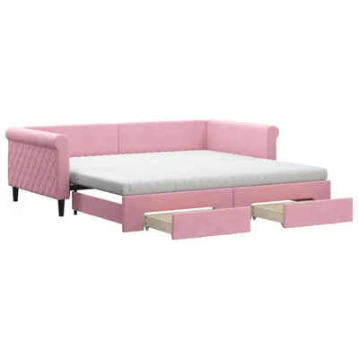 Immagine prodotto di vidaXL Letto da giorno allungabile con cassetti rosa 100x200 cm in velluto