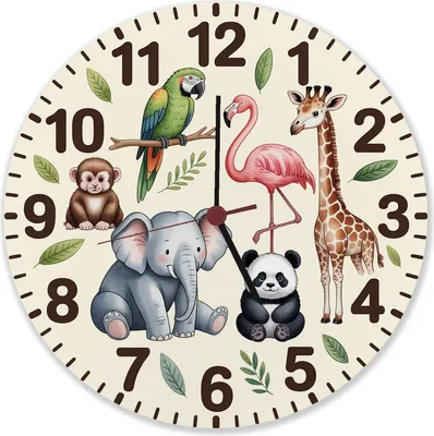 Produktbild von Safari Tiere Wanduhr aus Alu für Kinderzimmer Dekoration
