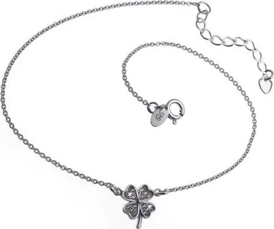 Produktbild von SILBERKETTEN STORE Fußkette Erbse 1,3mm mit Kleeblatt - 925 Silber, Länge wählbar - 24cm
