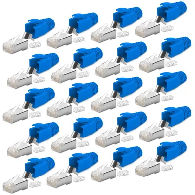 Produktbild von 20x Netzwerk Stecker CAT 7 CAT 6A 5 RJ45 LAN Netzwerkstecker vergoldete Kontakte