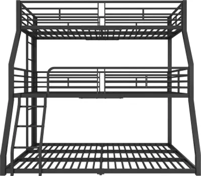 Produktbild von AIORBER Dreifach-Etagenbett,Stahlrahmen,90x200cm,120x200cm&140x200cm,mit Leitern&Geländern,für Kinder,Jugendliche&Erwachsene,Ohne Matratze,Etagenbett