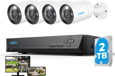 Produktbild von Reolink 12MP Überwachungskamera Aussen Set, 4 X PoE IP Kamera Überwachung Outdoor mit 2TB 8CH NVR, Spotlights, Personen-/Fahrzeugerkennung