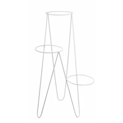 Zdjęcie produktu dla Stojak na kwiaty, potrójny kwietnik nowoczesny metal, loft, biały 95cm