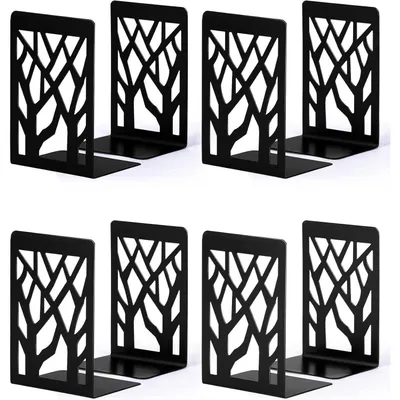 Productafbeelding van Metalen boekensteunen, zwart, 4 stuks
